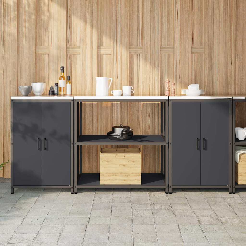 Keukenopslag set met plank 3 pcs Antraciet Koudgewalst staal is nu te koop bij PeponiXL, paradijselijk wonen!