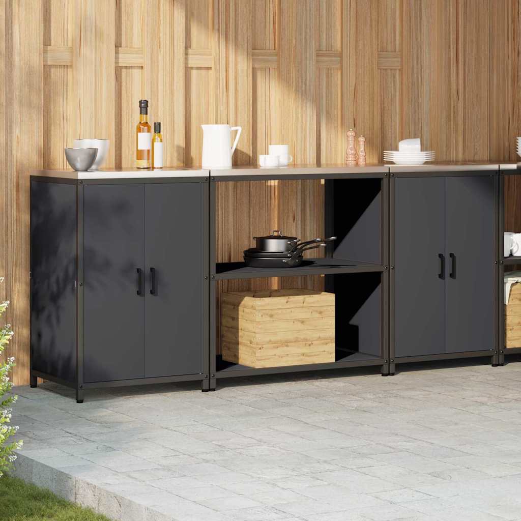 Keukenopslag set met plank 3 pcs Antraciet Koudgewalst staal is nu te koop bij PeponiXL, paradijselijk wonen!