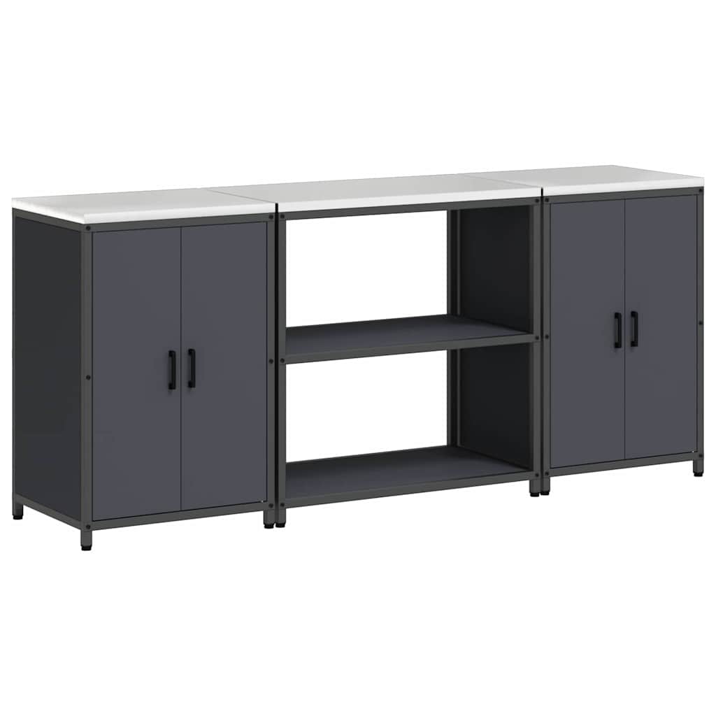 Keukenopslag set met plank 3 pcs Antraciet Koudgewalst staal is nu te koop bij PeponiXL, paradijselijk wonen!