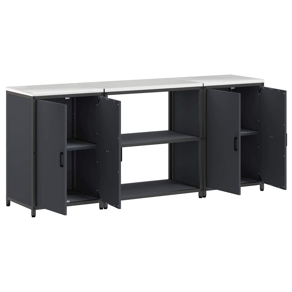 Keukenopslag set met plank 3 pcs Antraciet Koudgewalst staal is nu te koop bij PeponiXL, paradijselijk wonen!