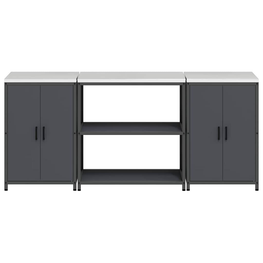 Keukenopslag set met plank 3 pcs Antraciet Koudgewalst staal is nu te koop bij PeponiXL, paradijselijk wonen!