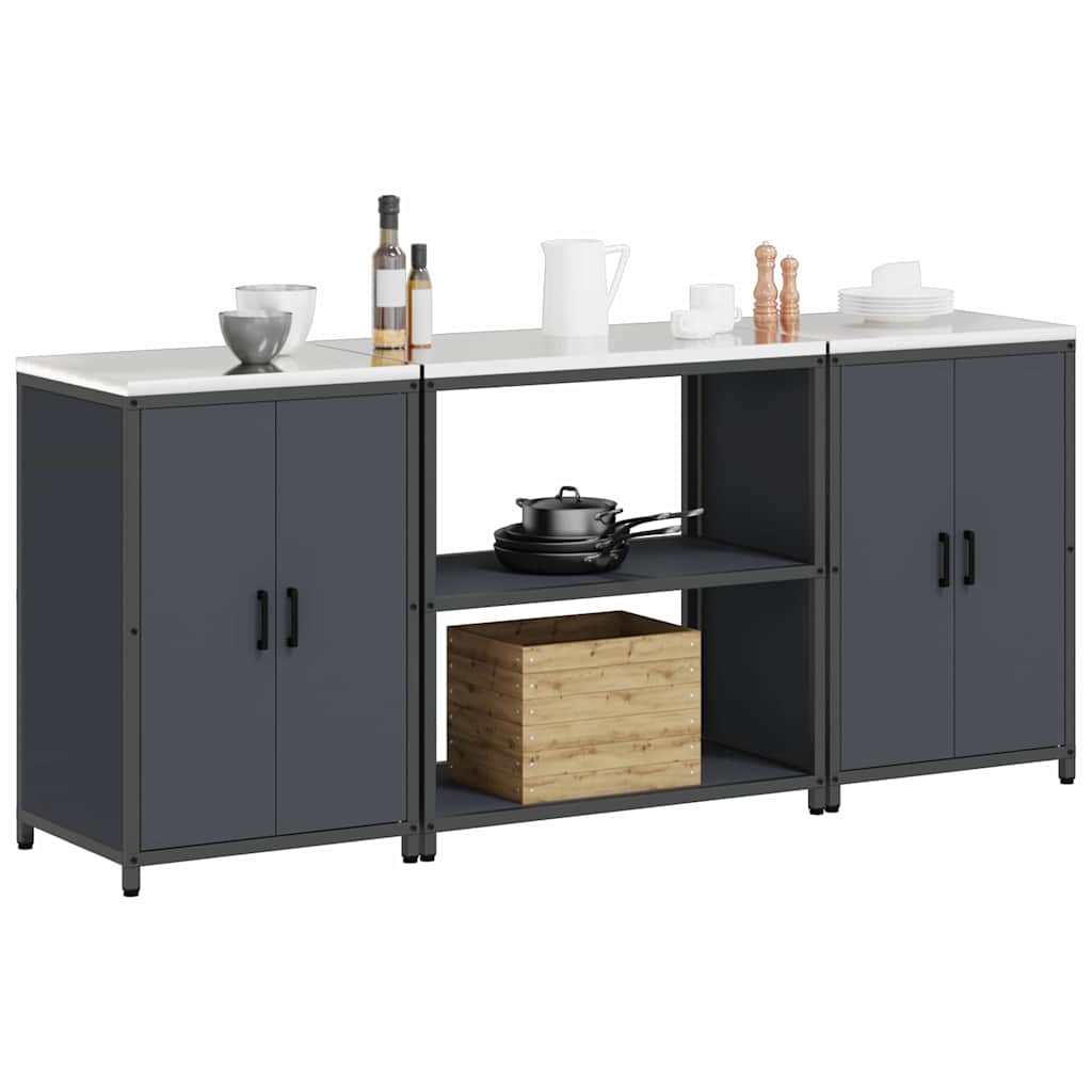 Keukenopslag set met plank 3 pcs Antraciet Koudgewalst staal is nu te koop bij PeponiXL, paradijselijk wonen!