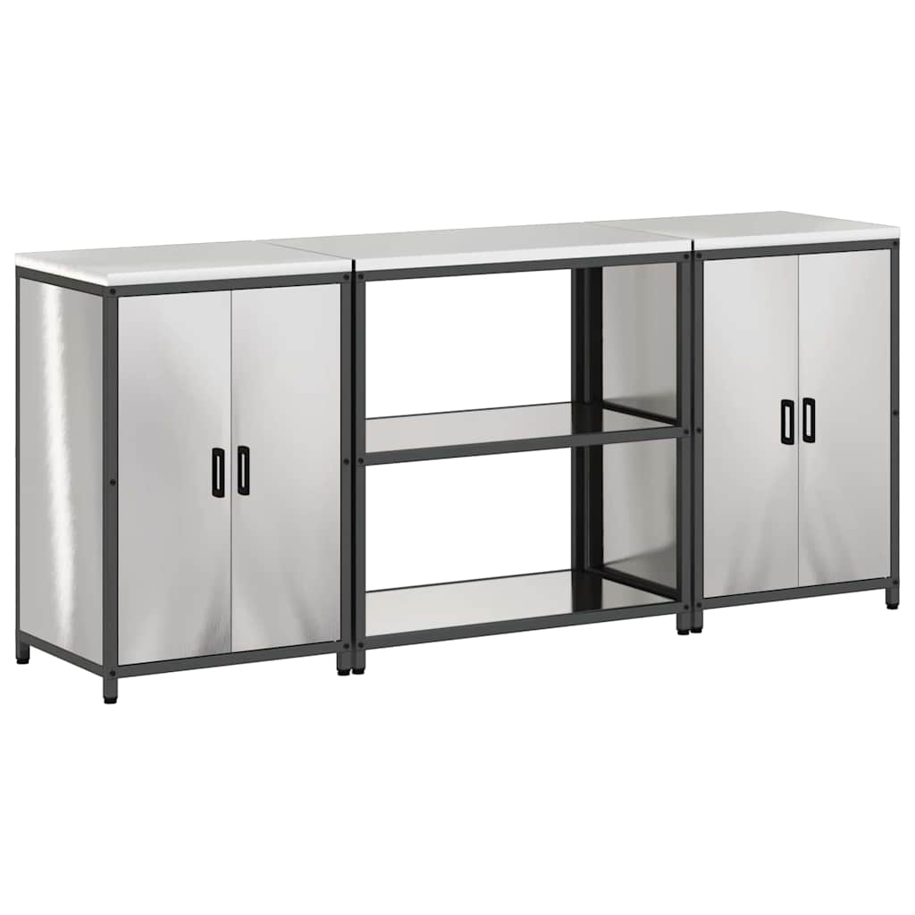Keukenopslag set met plank 3 pcs Zilver Roestvrij staal is nu te koop bij PeponiXL, paradijselijk wonen!