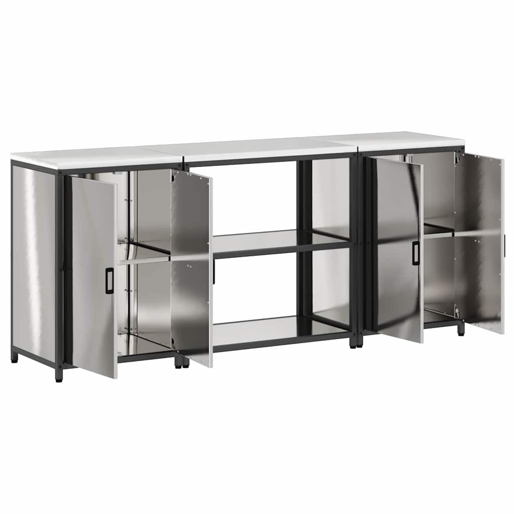 Keukenopslag set met plank 3 pcs Zilver Roestvrij staal is nu te koop bij PeponiXL, paradijselijk wonen!
