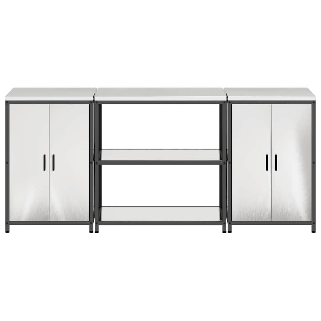 Keukenopslag set met plank 3 pcs Zilver Roestvrij staal is nu te koop bij PeponiXL, paradijselijk wonen!