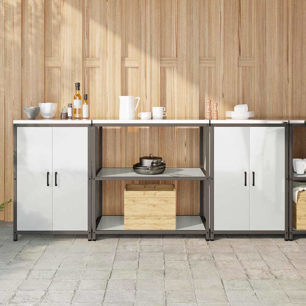 Keukenopslag set met plank 3 pcs Zilver Gegalvaniseerd staal is nu te koop bij PeponiXL, paradijselijk wonen!