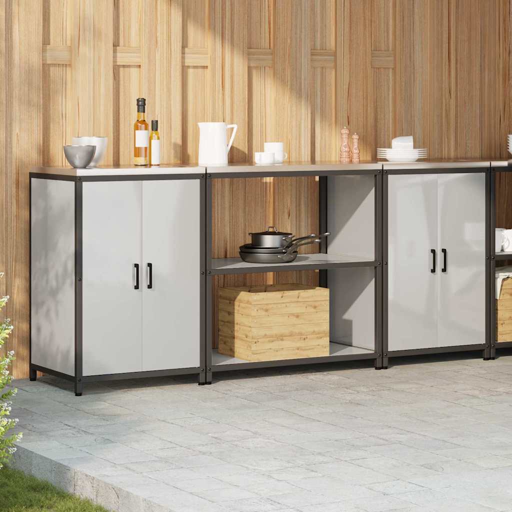 Keukenopslag set met plank 3 pcs Zilver Gegalvaniseerd staal is nu te koop bij PeponiXL, paradijselijk wonen!