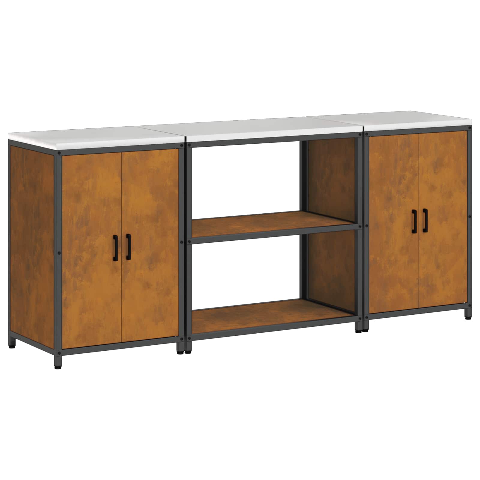 Keukenopslag set met plank met opslag 3 pcs Roestig Cortenstaal is nu te koop bij PeponiXL, paradijselijk wonen!