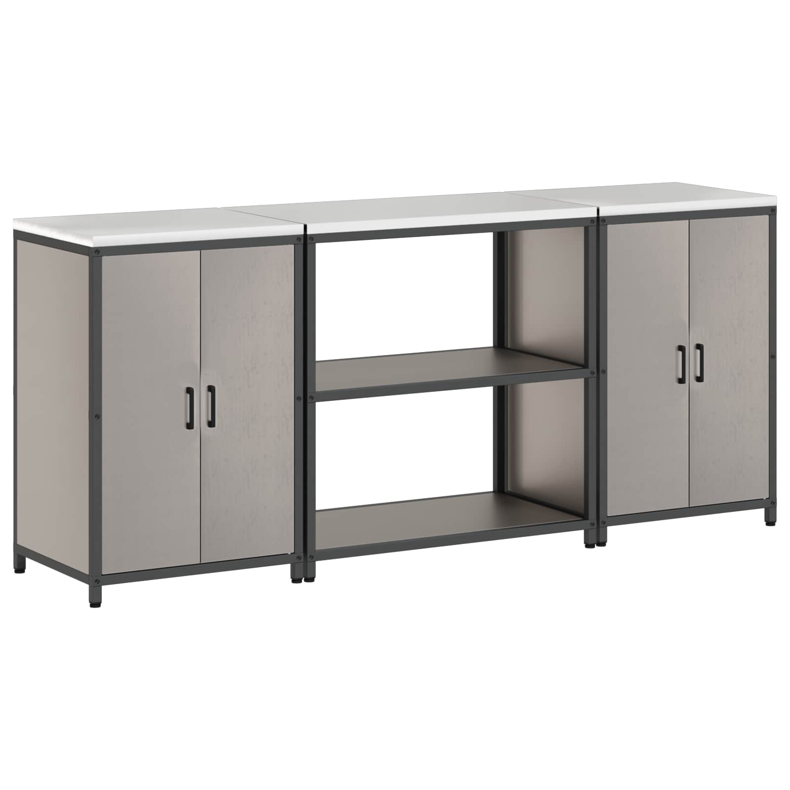 Keukenopslag set met plank met opslag 3 pcs Roestig Cortenstaal is nu te koop bij PeponiXL, paradijselijk wonen!