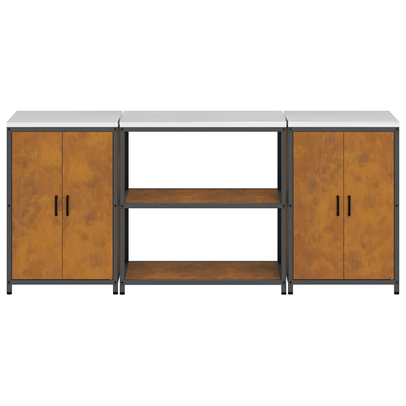 Keukenopslag set met plank met opslag 3 pcs Roestig Cortenstaal is nu te koop bij PeponiXL, paradijselijk wonen!