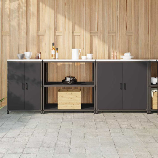Keukenopslag set met plank Anders met opslag 3 pcs Zwart Staal is nu te koop bij PeponiXL, paradijselijk wonen!