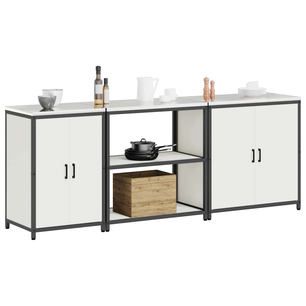 Keukenopslag set met plank Anders met opslag 3 pcs Wit Staal is nu te koop bij PeponiXL, paradijselijk wonen!