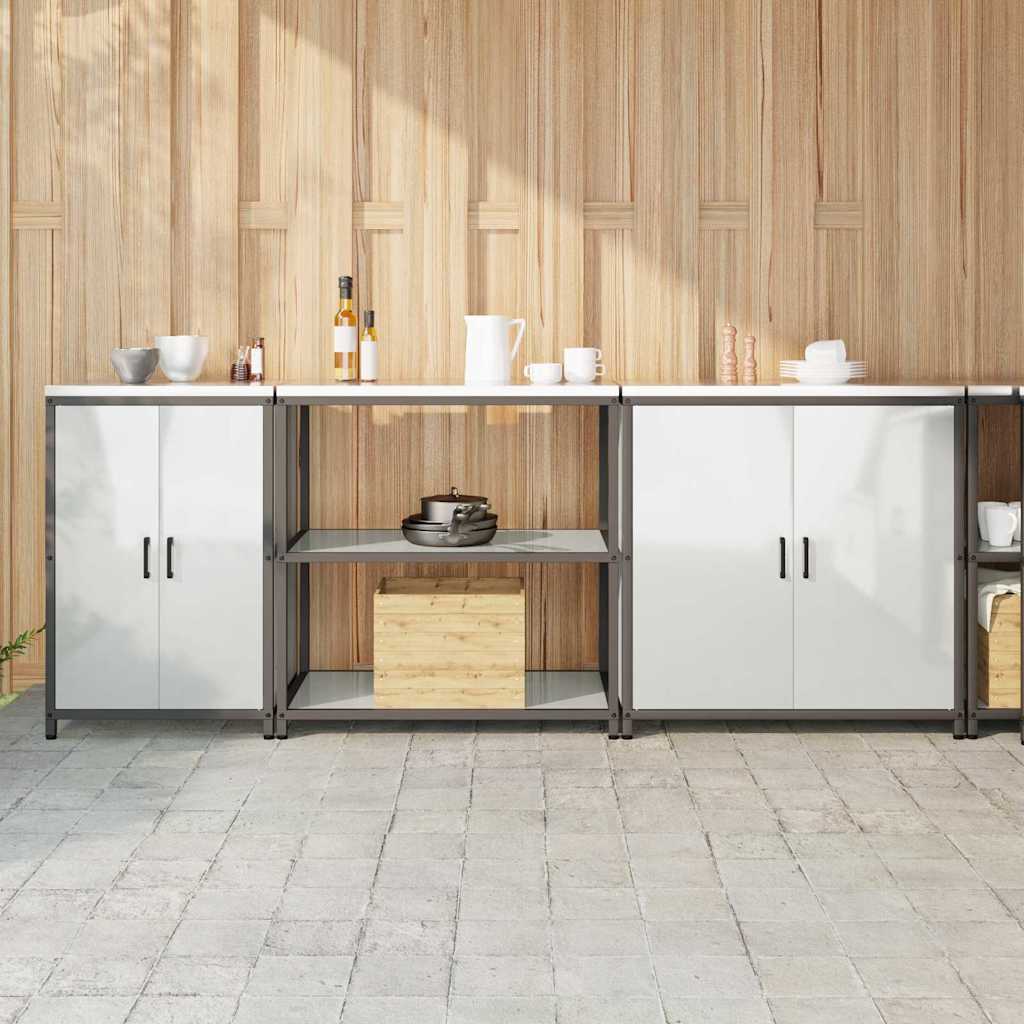 Keukenopslag set met plank 3 pcs Zilver Gegalvaniseerd staal is nu te koop bij PeponiXL, paradijselijk wonen!