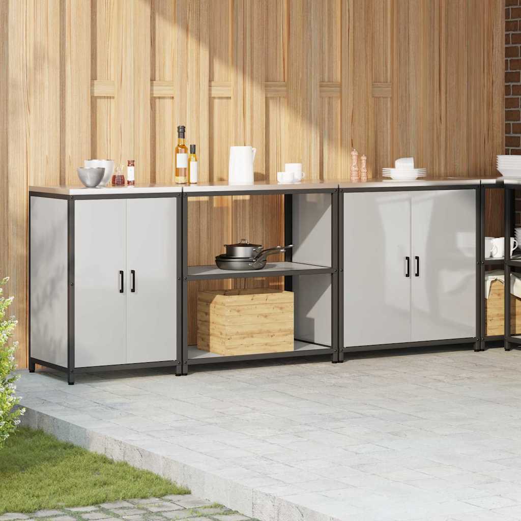 Keukenopslag set met plank 3 pcs Zilver Gegalvaniseerd staal is nu te koop bij PeponiXL, paradijselijk wonen!