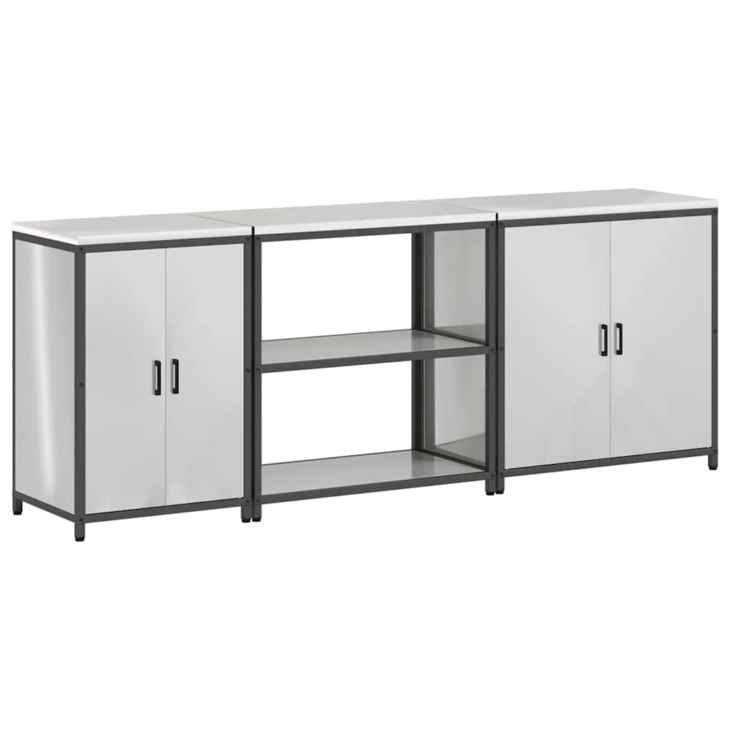 Keukenopslag set met plank 3 pcs Zilver Gegalvaniseerd staal is nu te koop bij PeponiXL, paradijselijk wonen!