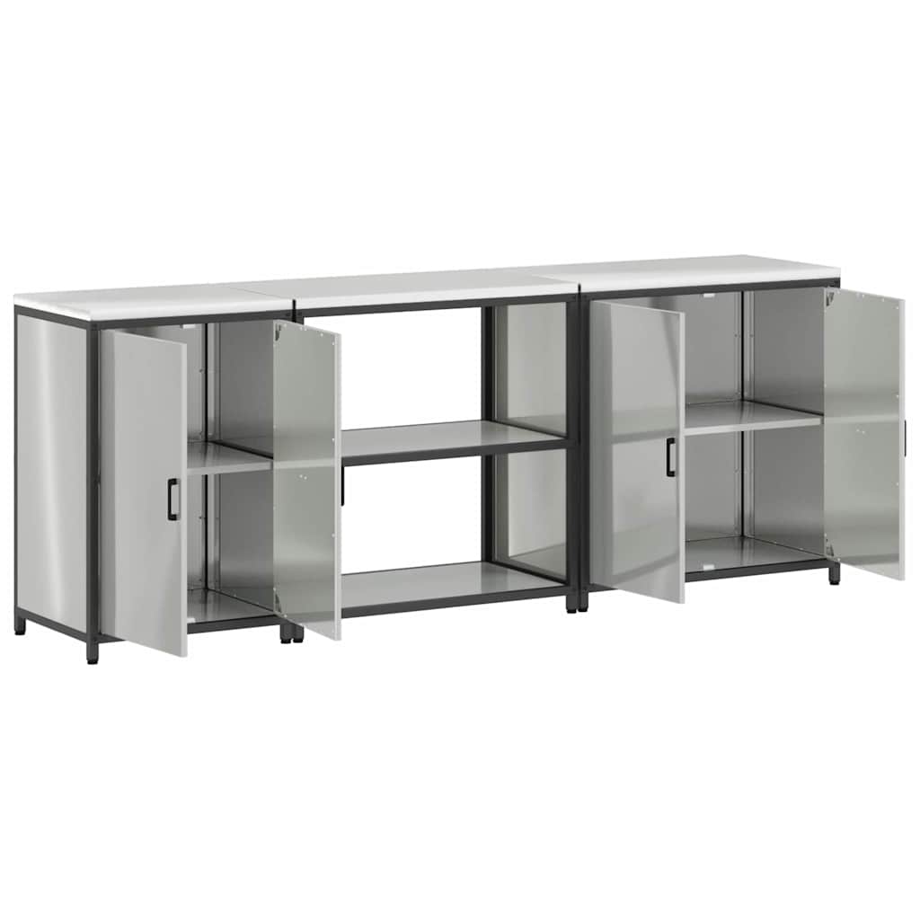 Keukenopslag set met plank 3 pcs Zilver Gegalvaniseerd staal is nu te koop bij PeponiXL, paradijselijk wonen!