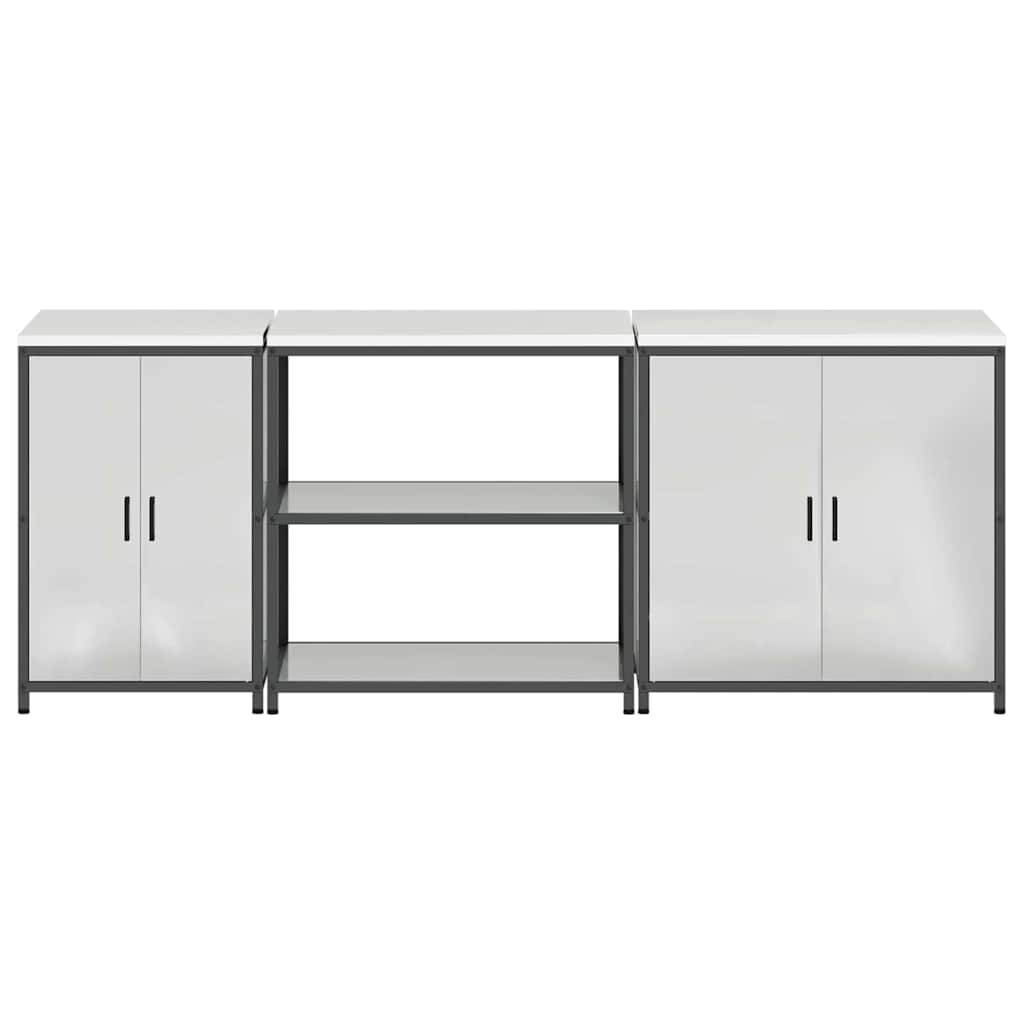 Keukenopslag set met plank 3 pcs Zilver Gegalvaniseerd staal is nu te koop bij PeponiXL, paradijselijk wonen!