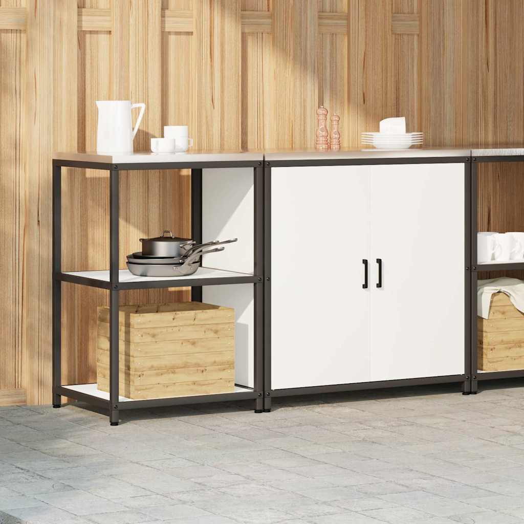 Keukenopslag set met plank 2 pcs Wit Koudgewalst staal is nu te koop bij PeponiXL, paradijselijk wonen!