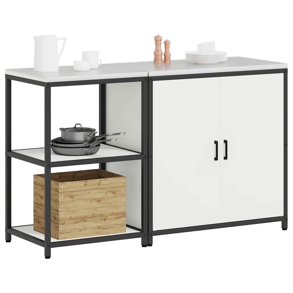 Keukenopslag set met plank 2 pcs Wit Koudgewalst staal is nu te koop bij PeponiXL, paradijselijk wonen!