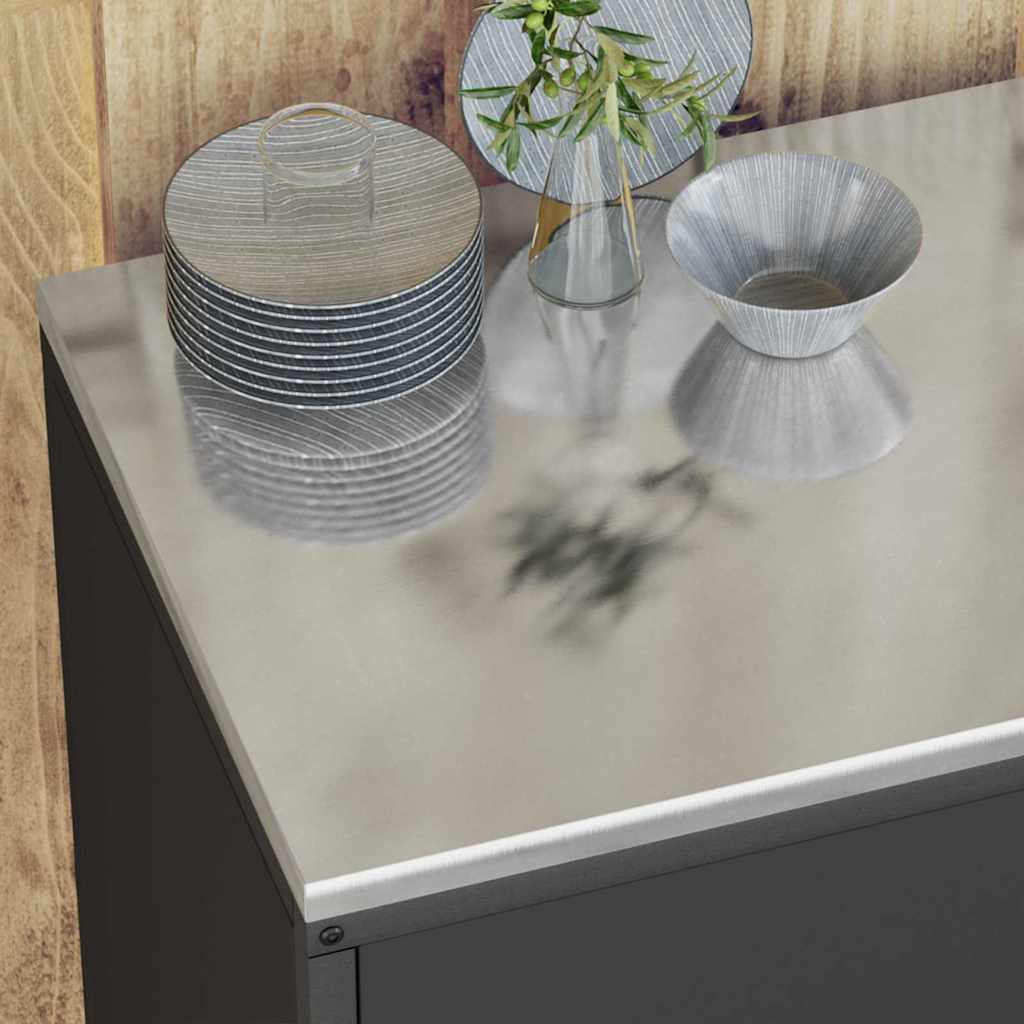 Keukenopslag set met plank 2 pcs Zwart Koudgewalst staal is nu te koop bij PeponiXL, paradijselijk wonen!