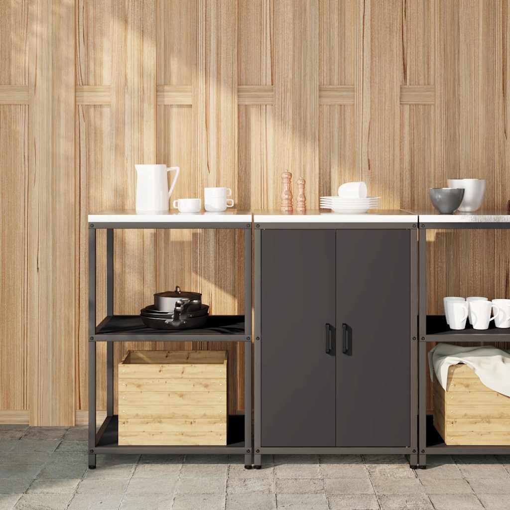 Keukenopslag set met plank 2 pcs Zwart Koudgewalst staal is nu te koop bij PeponiXL, paradijselijk wonen!