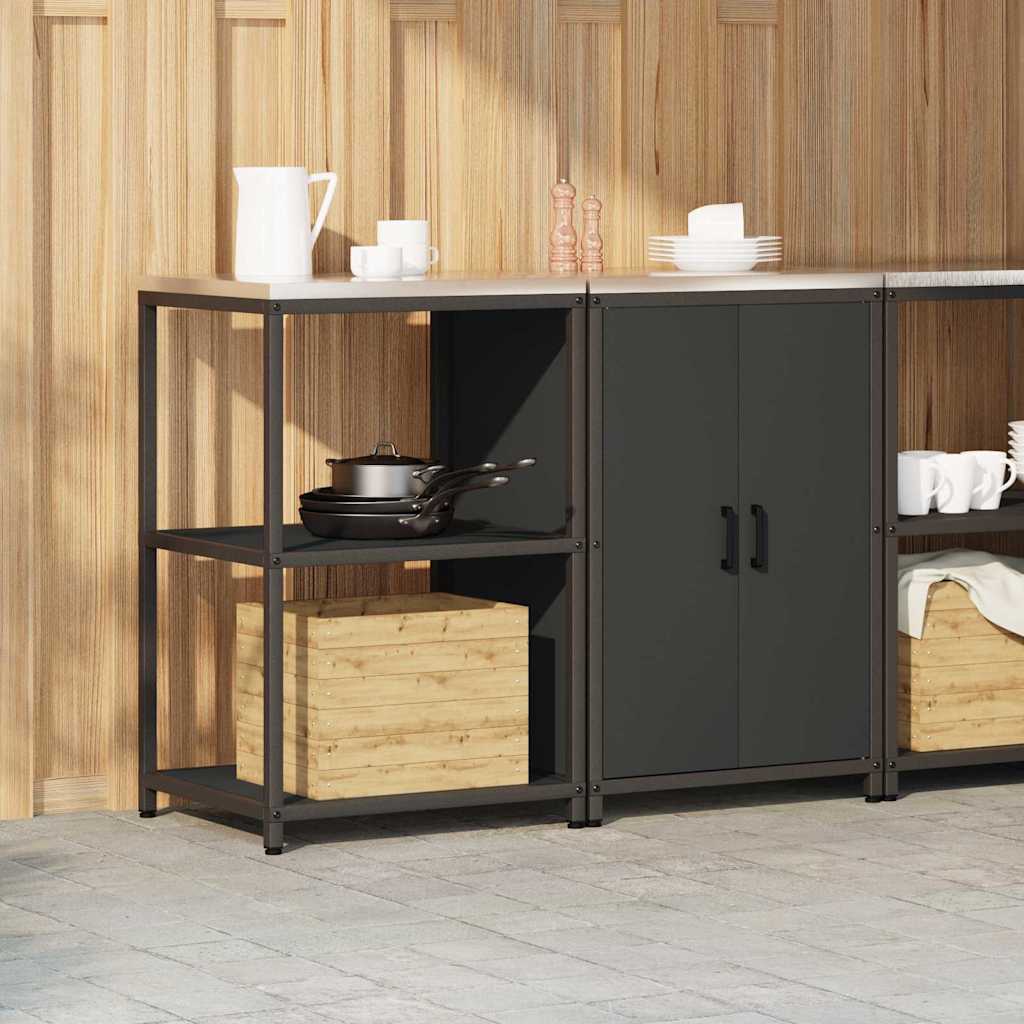 Keukenopslag set met plank 2 pcs Zwart Koudgewalst staal is nu te koop bij PeponiXL, paradijselijk wonen!
