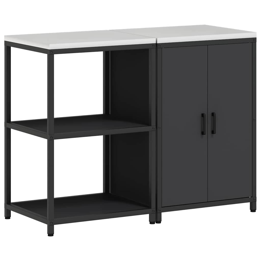 Keukenopslag set met plank 2 pcs Zwart Koudgewalst staal is nu te koop bij PeponiXL, paradijselijk wonen!