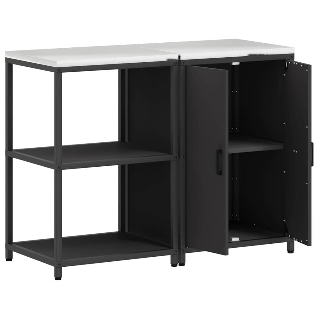 Keukenopslag set met plank 2 pcs Zwart Koudgewalst staal is nu te koop bij PeponiXL, paradijselijk wonen!