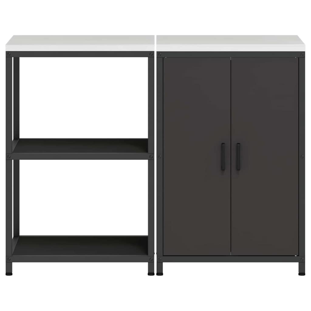 Keukenopslag set met plank 2 pcs Zwart Koudgewalst staal is nu te koop bij PeponiXL, paradijselijk wonen!
