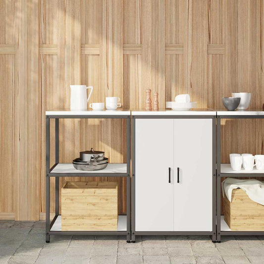 Keukenopslag set met plank 2 pcs Wit Koudgewalst staal is nu te koop bij PeponiXL, paradijselijk wonen!