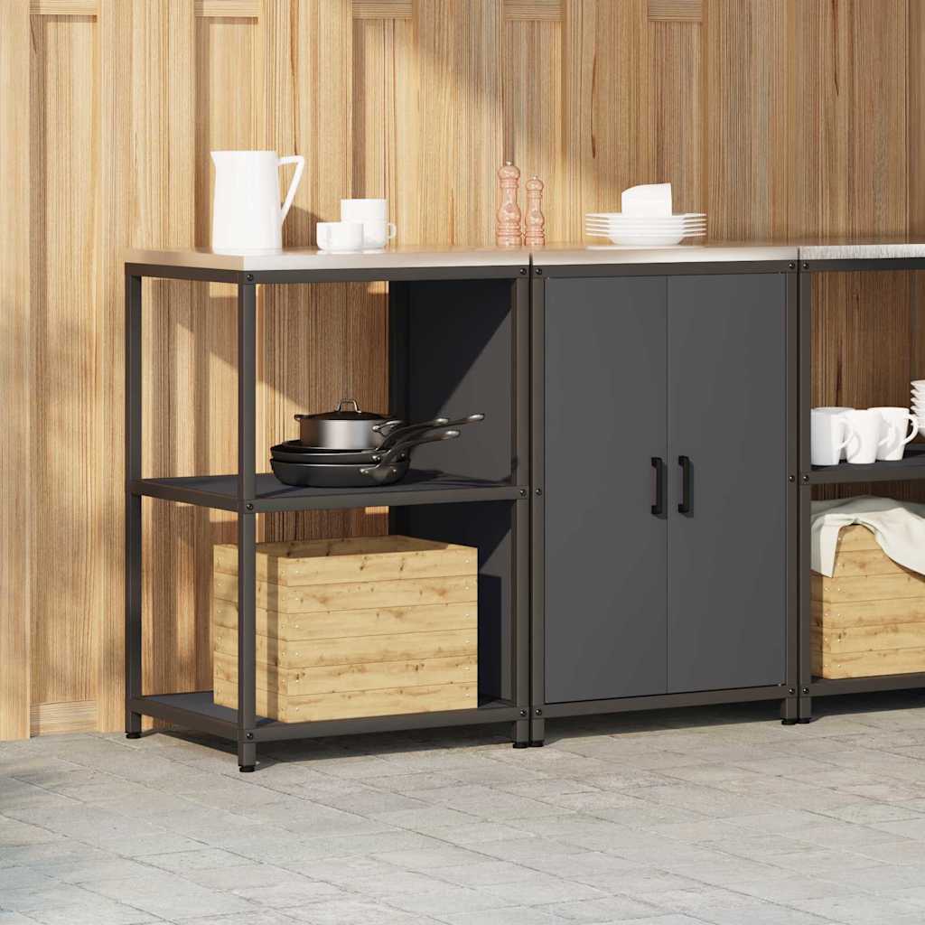 Keukenopslag set met plank 2 pcs Antraciet Koudgewalst staal is nu te koop bij PeponiXL, paradijselijk wonen!