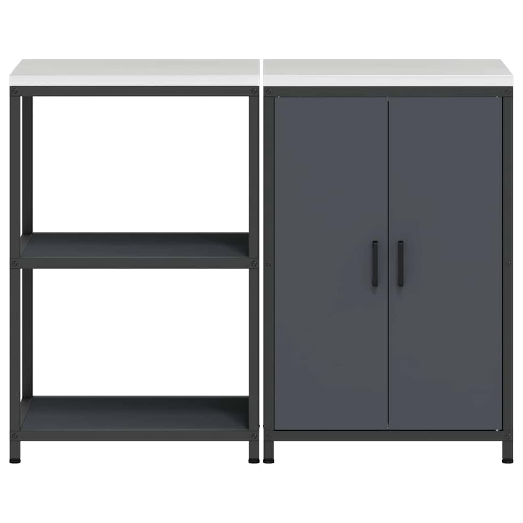 Keukenopslag set met plank 2 pcs Antraciet Koudgewalst staal is nu te koop bij PeponiXL, paradijselijk wonen!