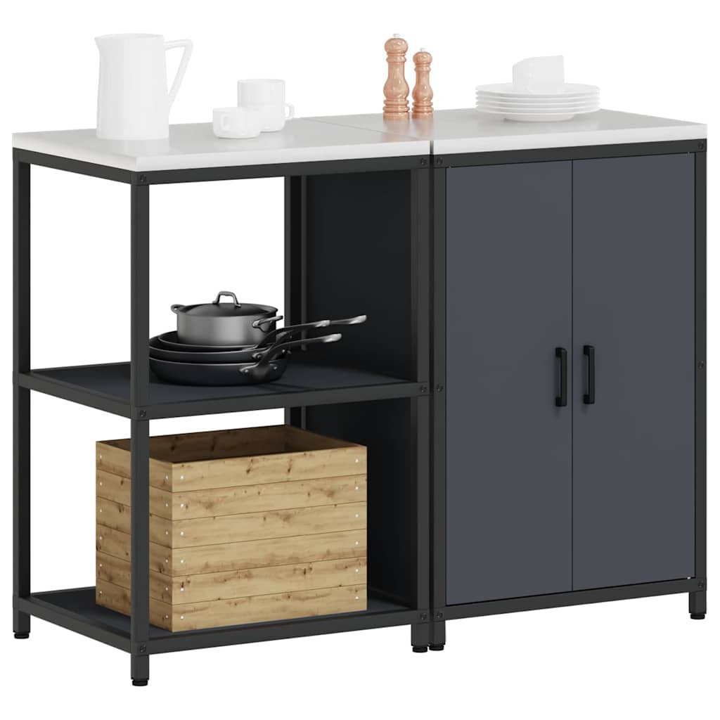 Keukenopslag set met plank 2 pcs Antraciet Koudgewalst staal is nu te koop bij PeponiXL, paradijselijk wonen!