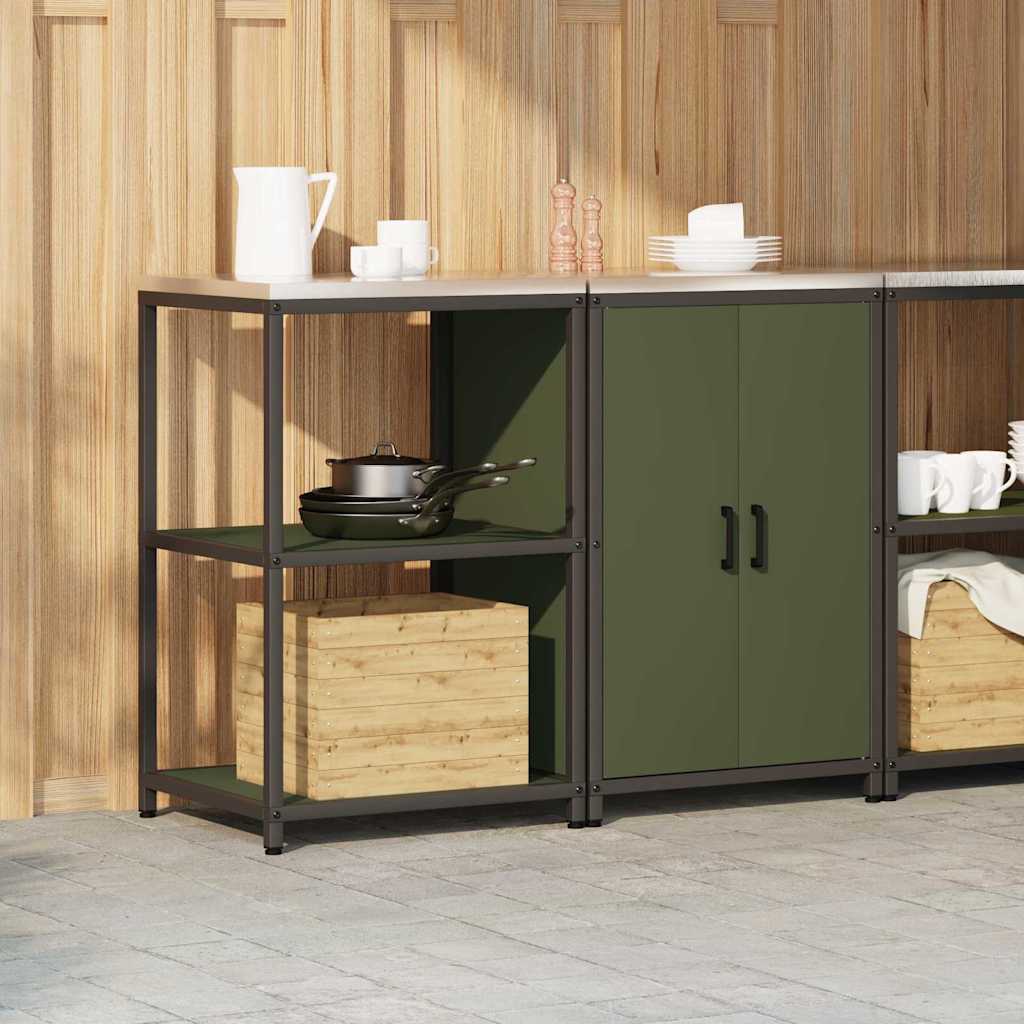 Keukenopslag set met plank 2 pcs Olijf Groen Koudgewalst staal is nu te koop bij PeponiXL, paradijselijk wonen!