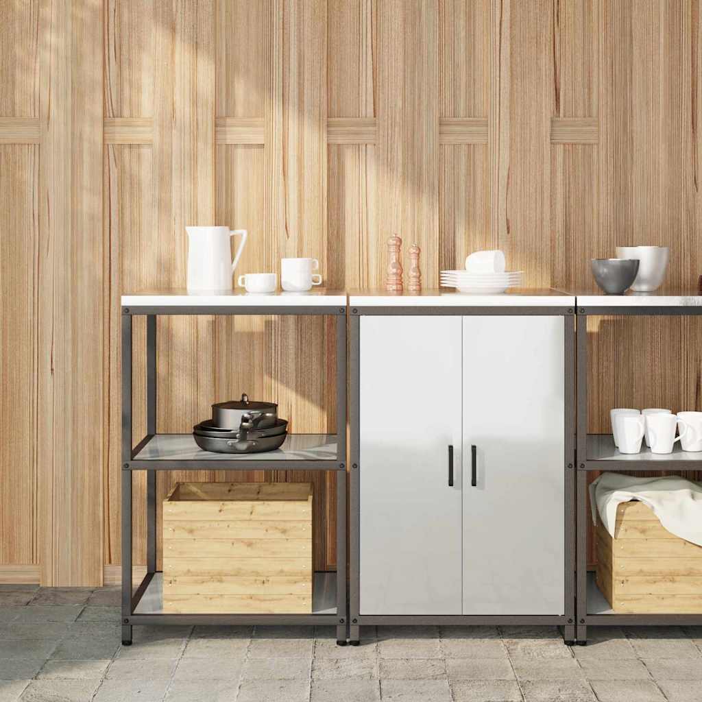 Keukenopslag set met plank 2 pcs Zilver Gegalvaniseerd staal is nu te koop bij PeponiXL, paradijselijk wonen!