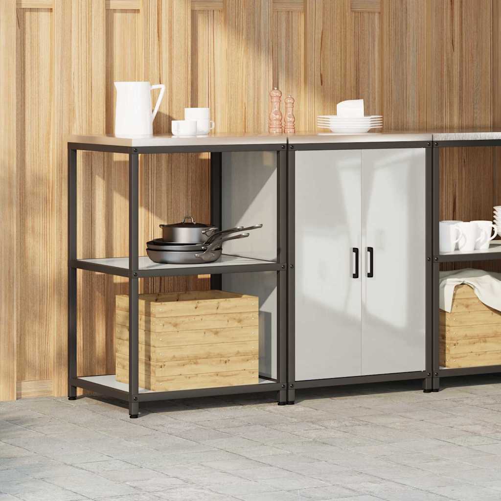 Keukenopslag set met plank 2 pcs Zilver Gegalvaniseerd staal is nu te koop bij PeponiXL, paradijselijk wonen!