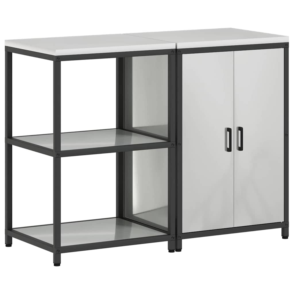 Keukenopslag set met plank 2 pcs Zilver Gegalvaniseerd staal is nu te koop bij PeponiXL, paradijselijk wonen!