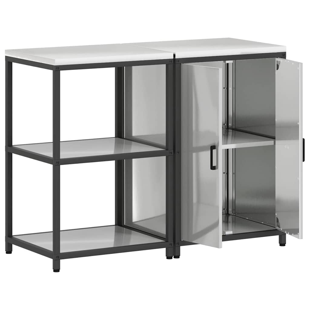 Keukenopslag set met plank 2 pcs Zilver Gegalvaniseerd staal is nu te koop bij PeponiXL, paradijselijk wonen!