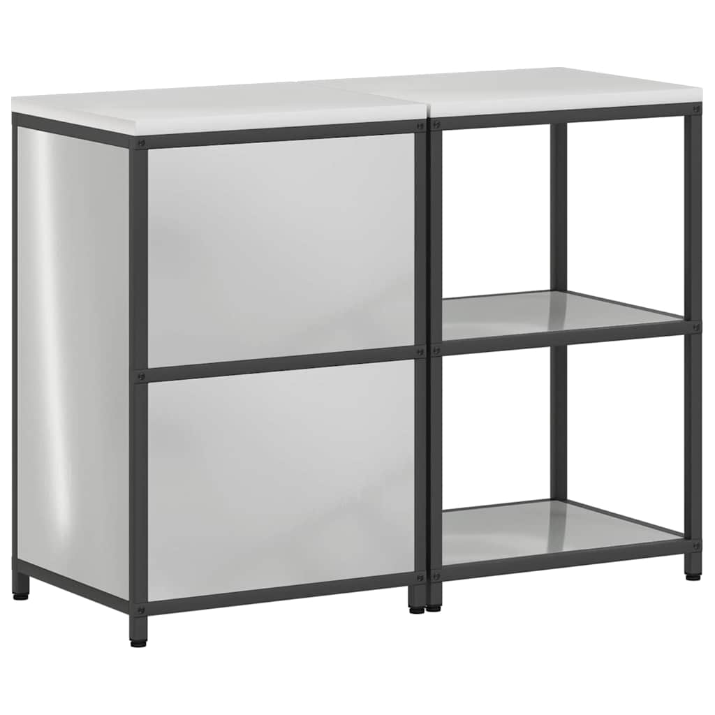 Keukenopslag set met plank 2 pcs Zilver Gegalvaniseerd staal is nu te koop bij PeponiXL, paradijselijk wonen!
