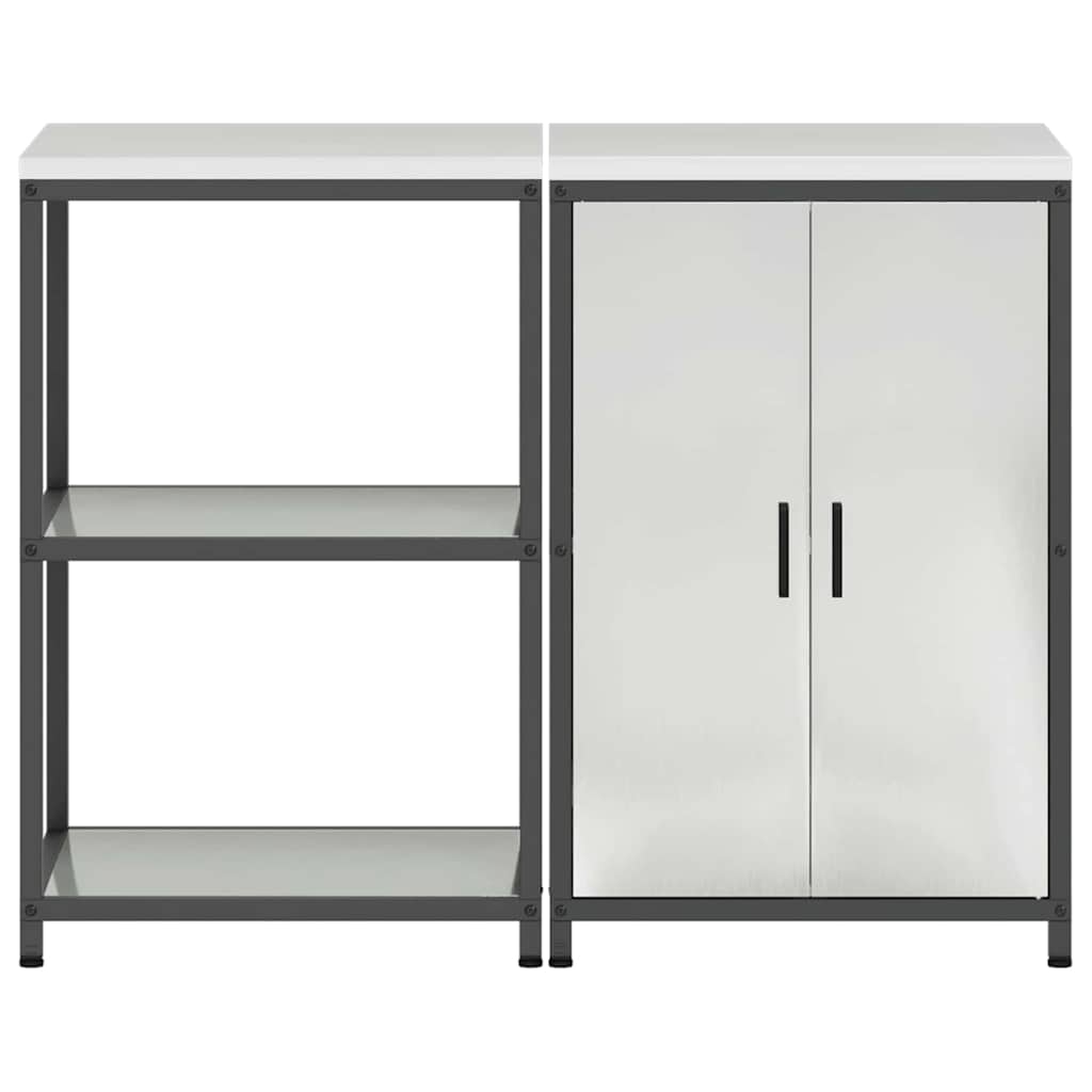 Keukenopslag set met plank 2 pcs Zilver Gegalvaniseerd staal is nu te koop bij PeponiXL, paradijselijk wonen!