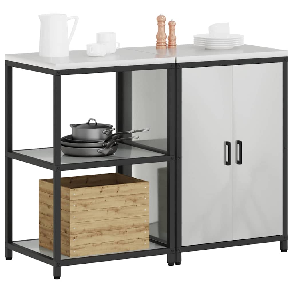 Keukenopslag set met plank 2 pcs Zilver Gegalvaniseerd staal is nu te koop bij PeponiXL, paradijselijk wonen!