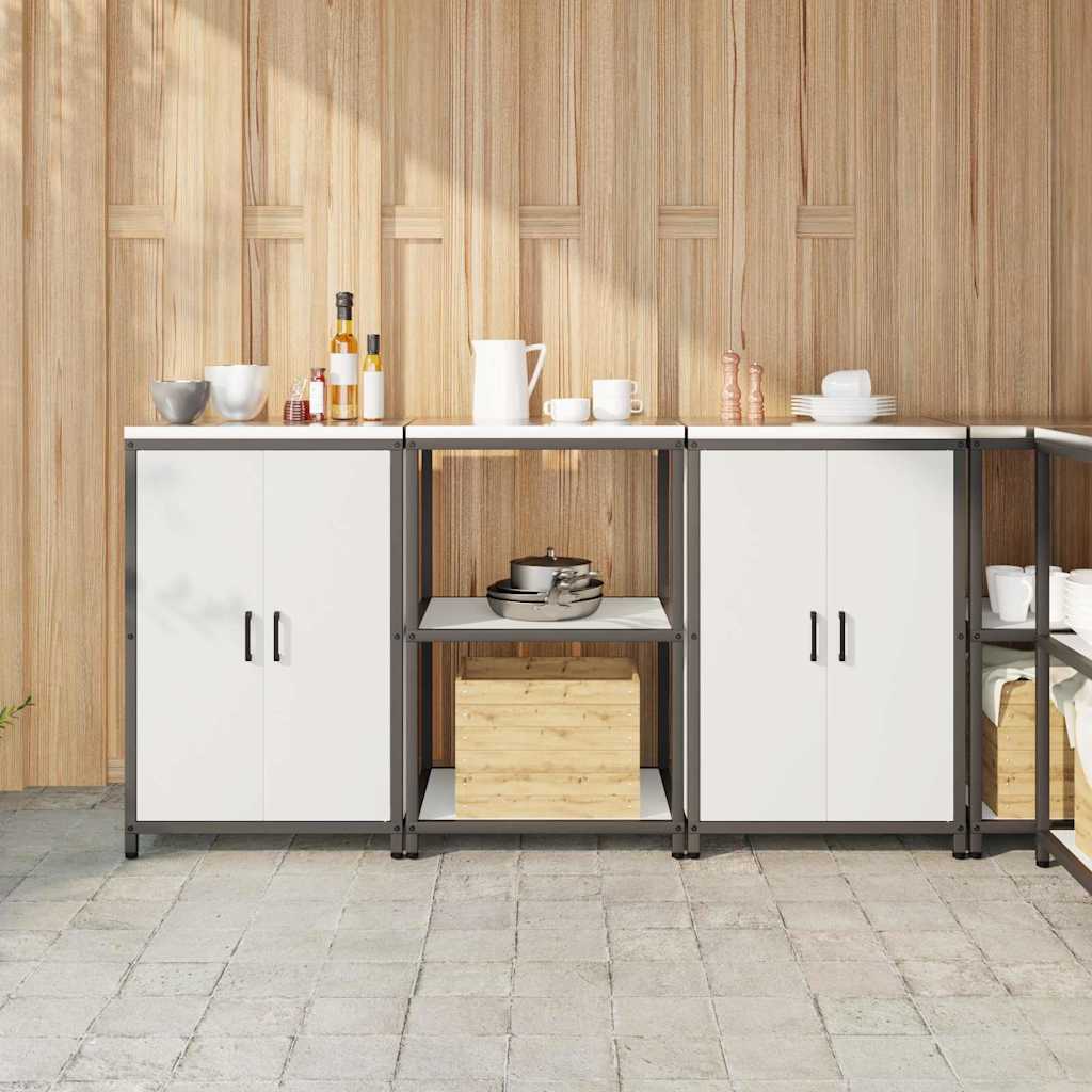 Keukenopslag set met plank 3 pcs Wit Koudgewalst staal is nu te koop bij PeponiXL, paradijselijk wonen!