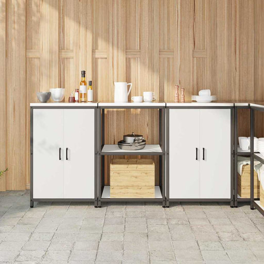 Keukenopslag set met plank 3 pcs Wit Koudgewalst staal is nu te koop bij PeponiXL, paradijselijk wonen!