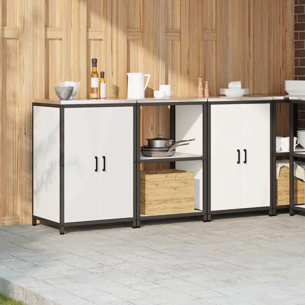 Keukenopslag set met plank 3 pcs Wit Koudgewalst staal is nu te koop bij PeponiXL, paradijselijk wonen!