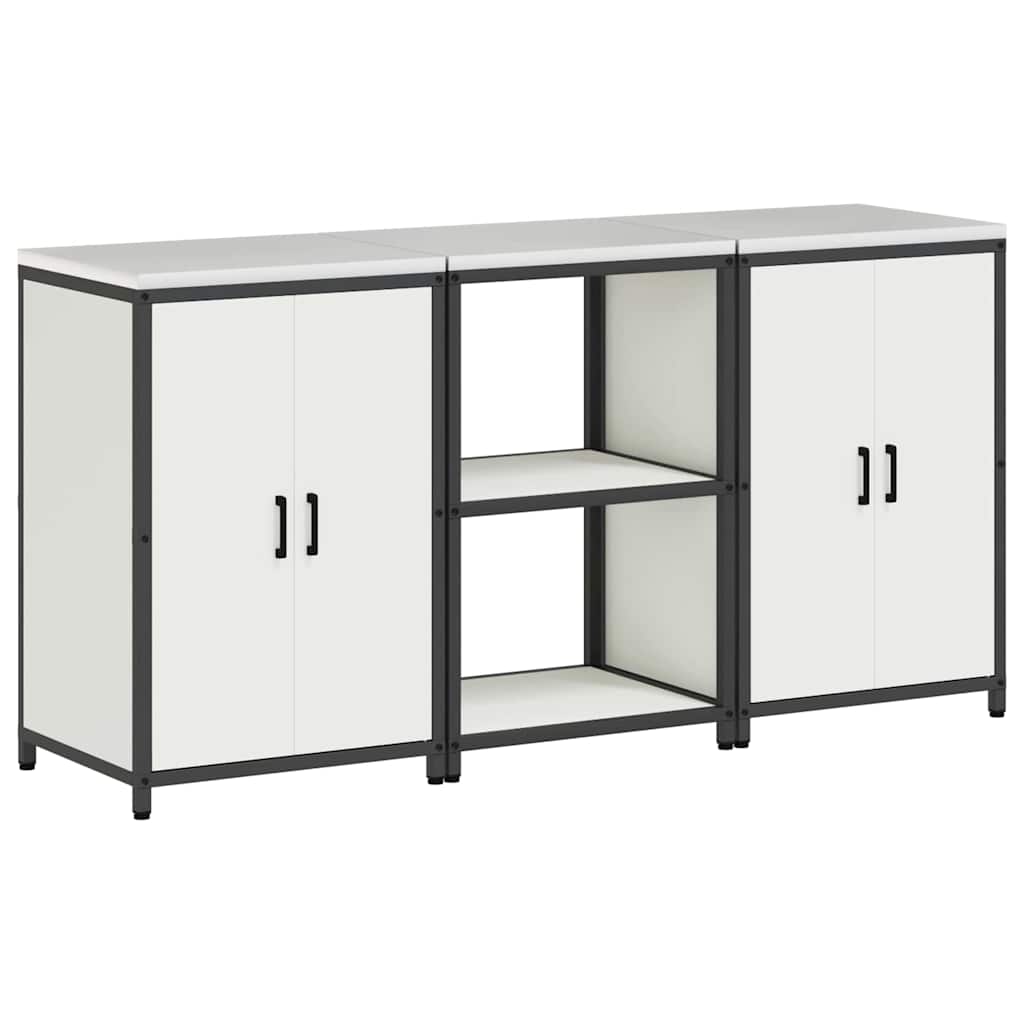 Keukenopslag set met plank 3 pcs Wit Koudgewalst staal is nu te koop bij PeponiXL, paradijselijk wonen!
