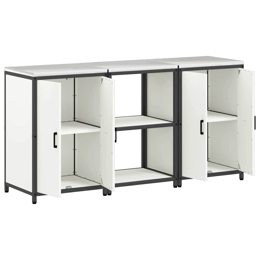 Keukenopslag set met plank 3 pcs Wit Koudgewalst staal is nu te koop bij PeponiXL, paradijselijk wonen!