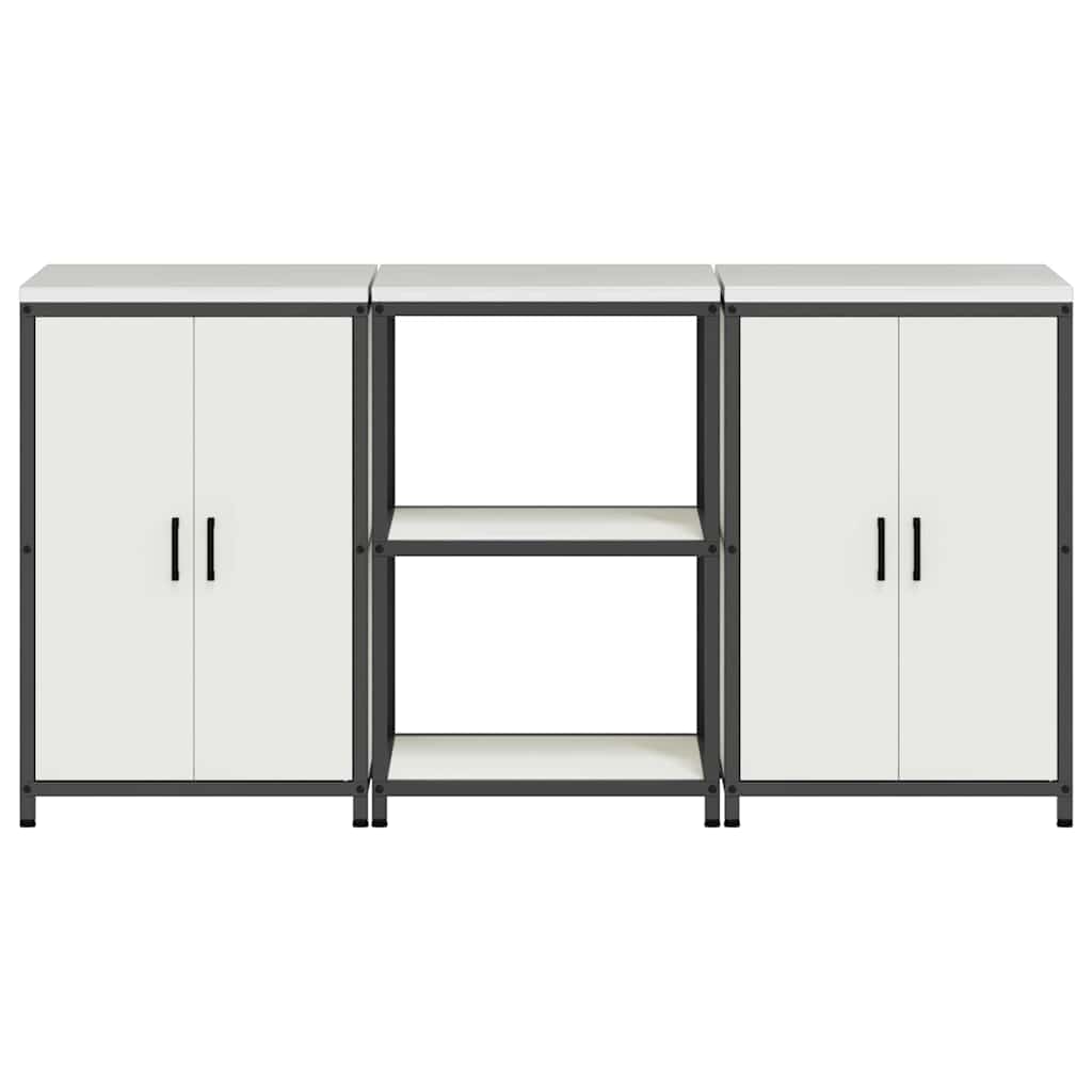 Keukenopslag set met plank 3 pcs Wit Koudgewalst staal is nu te koop bij PeponiXL, paradijselijk wonen!