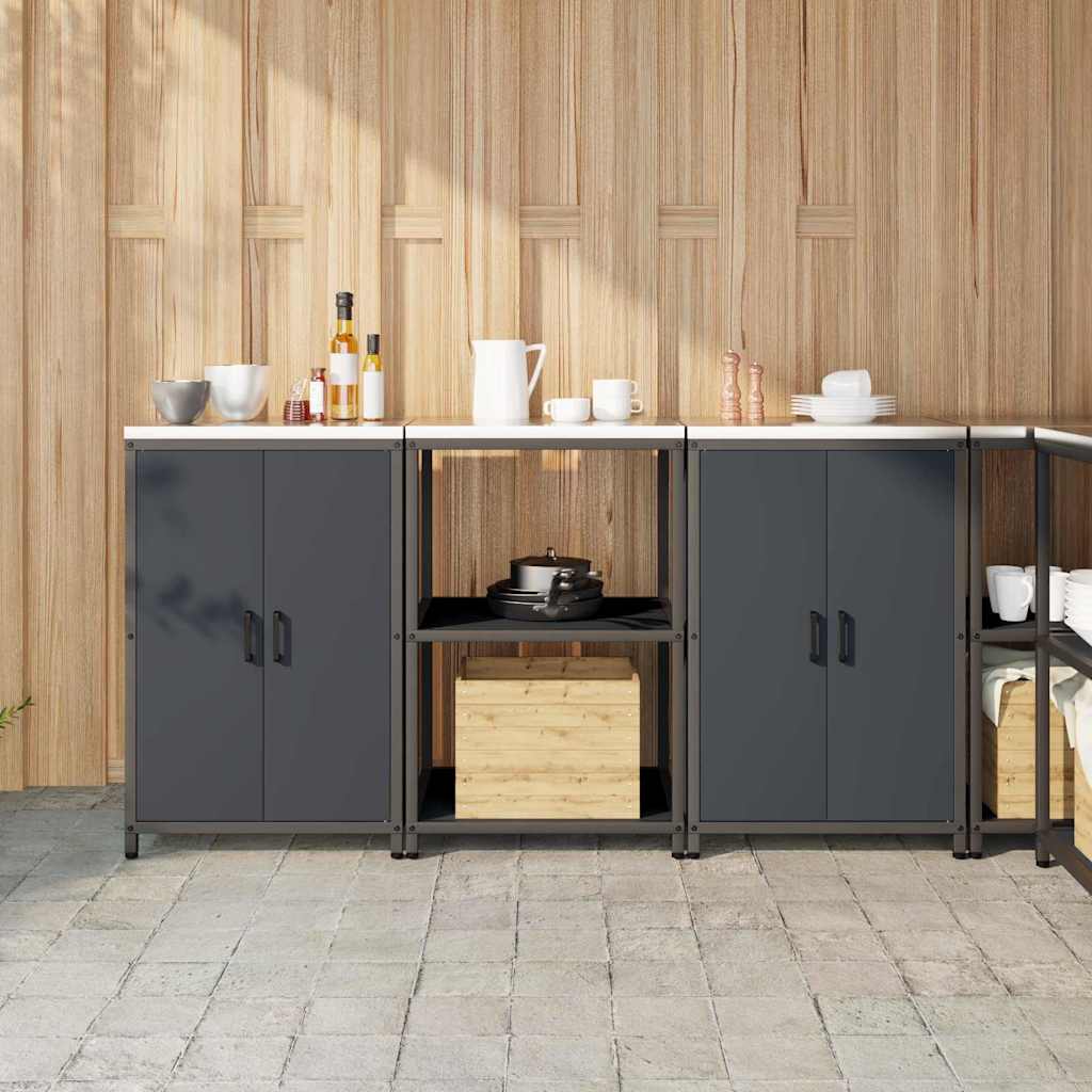 Keukenopslag set met plank 3 pcs Antraciet Koudgewalst staal is nu te koop bij PeponiXL, paradijselijk wonen!