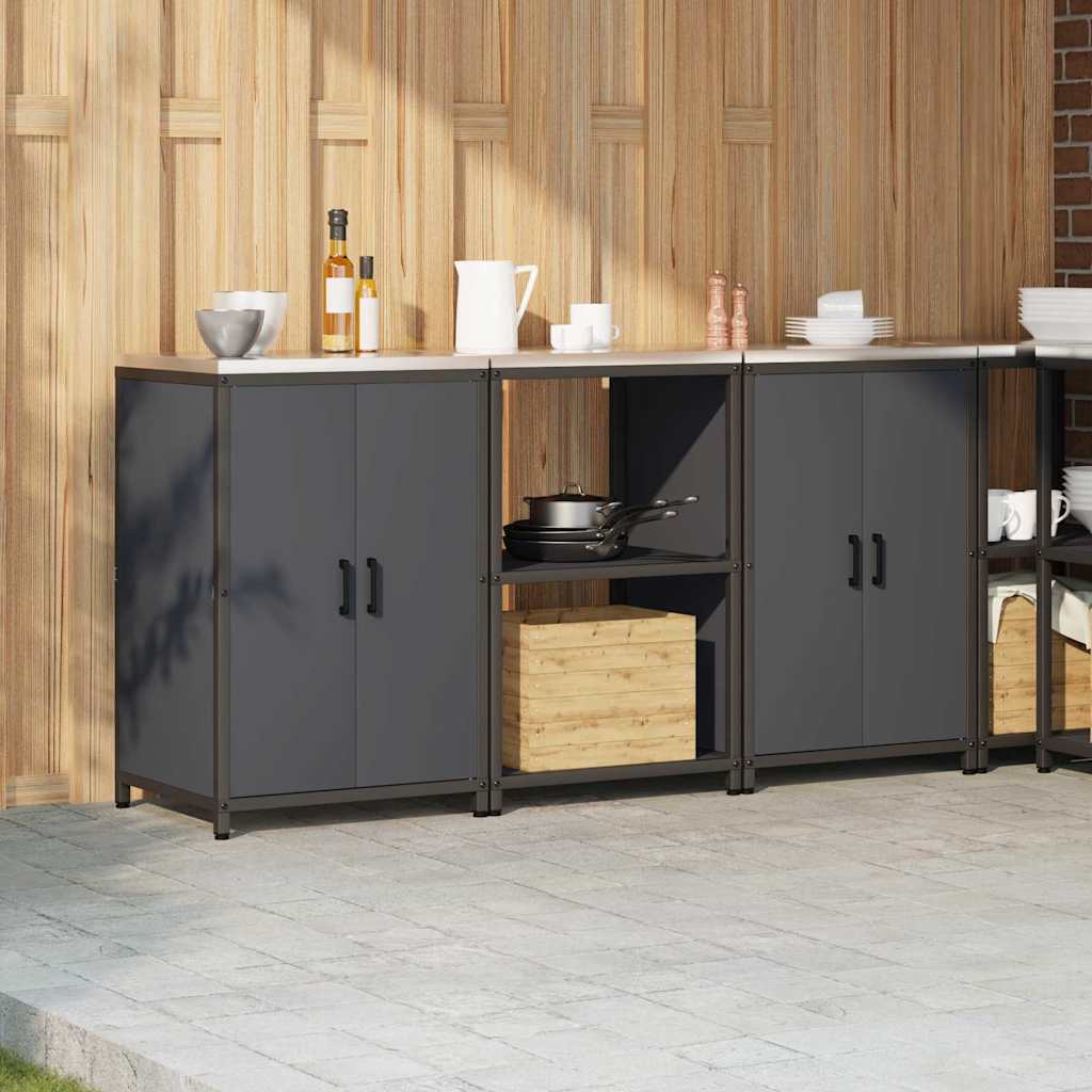 Keukenopslag set met plank 3 pcs Antraciet Koudgewalst staal is nu te koop bij PeponiXL, paradijselijk wonen!