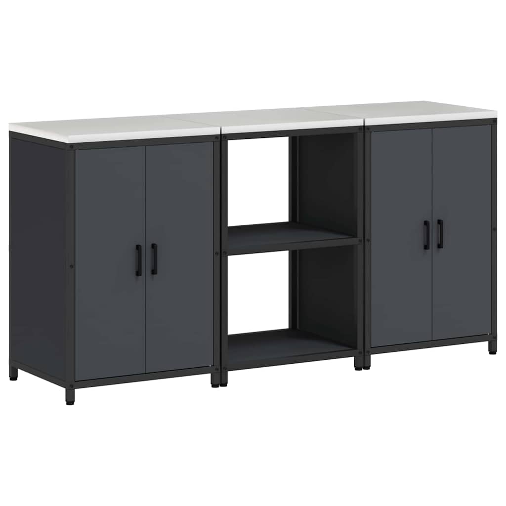 Keukenopslag set met plank 3 pcs Antraciet Koudgewalst staal is nu te koop bij PeponiXL, paradijselijk wonen!